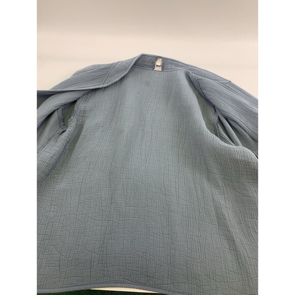 Eileen Fisher Textured Jacket Rayon Silk Blue Gray High Collar Womens Medium - Picture 9 of 12